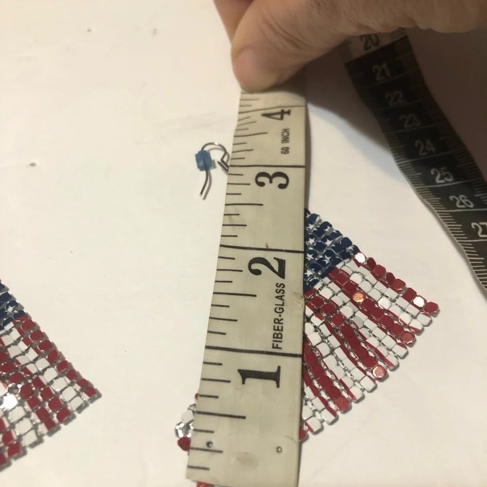 American Flag Mesh Dangle Earrings - Picture 4 of 8